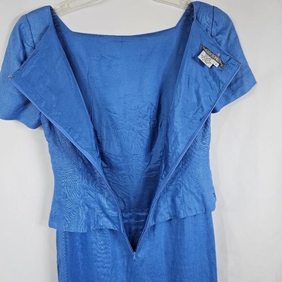 Vtg Maggy London Linen Square Neck Dress Sz 4 Embroidered Beaded Cottagecore - Picture 3 of 10